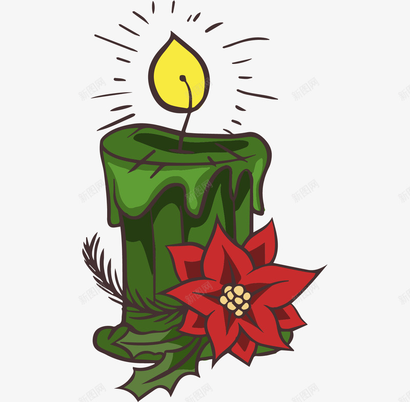 绿色蜡烛png免抠素材_新图网 https://ixintu.com 光亮 圣诞蜡烛 火焰 点燃 燃烧 绿色的 蜡烛