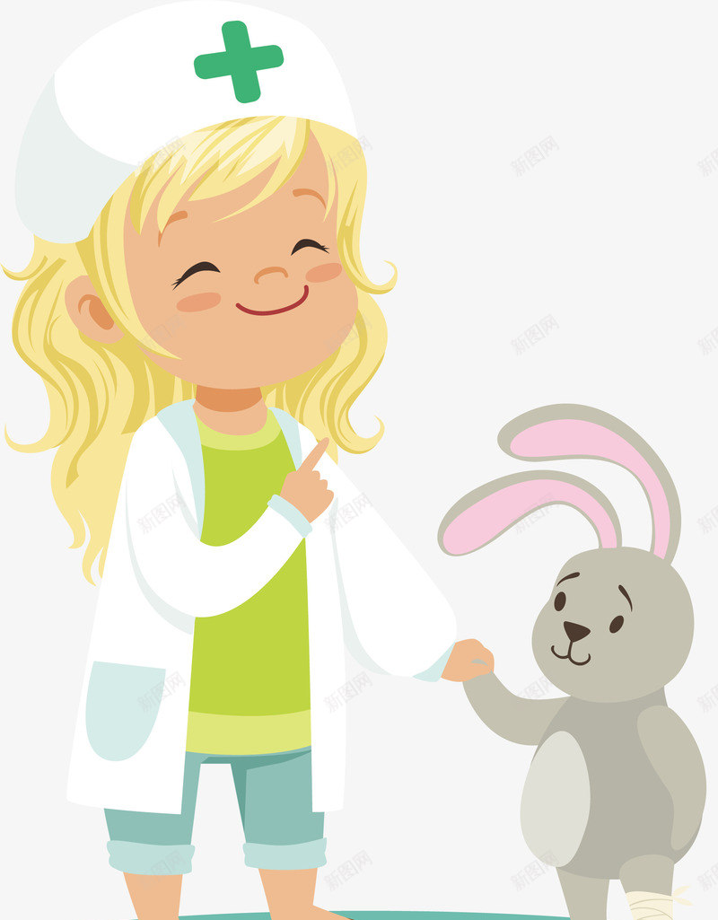 宠物医生和小兔子png免抠素材_新图网 https://ixintu.com 医生帽 医生服 可爱的 女医生 宠物医生 小兔子