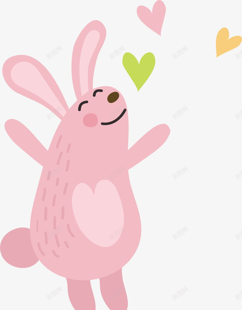 开心的粉色兔子矢量图eps免抠素材_新图网 https://ixintu.com 卡通兔子 可爱兔子 小兔子 感激 矢量png 粉色兔子 矢量图
