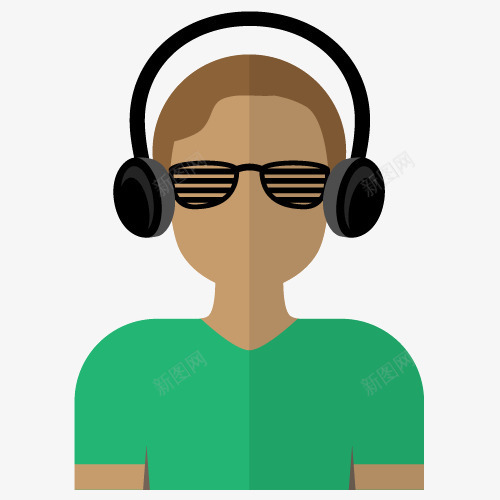 戴耳机的男子png免抠素材_新图网 https://ixintu.com 听歌 听歌的人 眼镜 耳麦 音乐