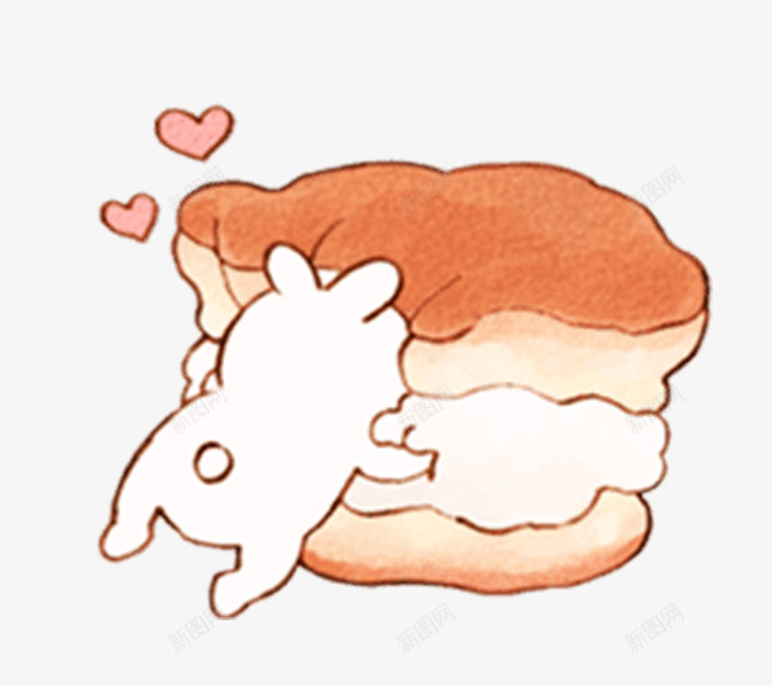 抱着面包的吃货兔子png免抠素材_新图网 https://ixintu.com 兔子 可爱 吃货 开心 手绘 抱着 爱心 粉色 面包卡通
