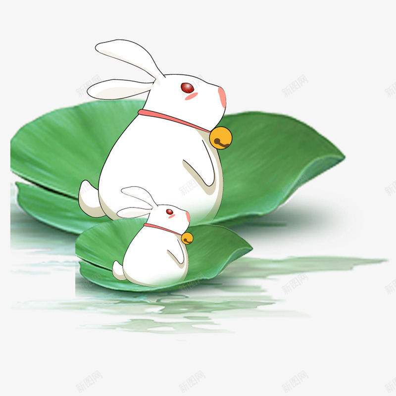手绘白色兔子和荷叶图png免抠素材_新图网 https://ixintu.com 兔子 动物 卡通手绘 发呆 呆萌 宠物 小兔子 棕色