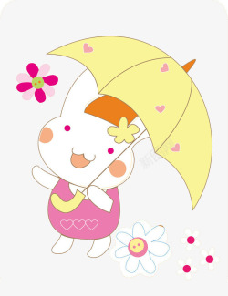 伞具打雨伞的兔子高清图片