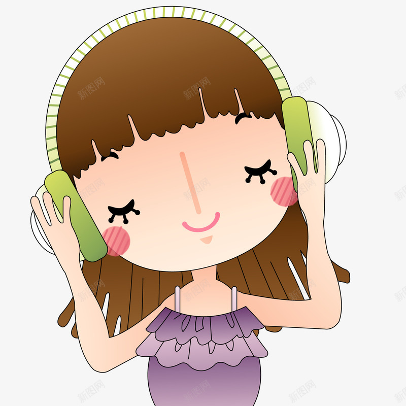 享受音乐的女孩人物矢量图ai免抠素材_新图网 https://ixintu.com 享受音乐 人物设计 卡通 可爱 女孩 微笑 矢量图