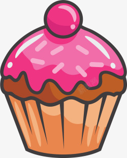 粉红奶油杯子蛋糕矢量图素材
