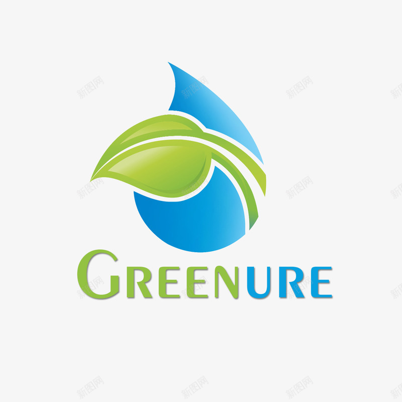 水滴绿叶logo图标png_新图网 https://ixintu.com 树叶和水滴 水滴标志 水滴绿叶logo设计 英文LOGO
