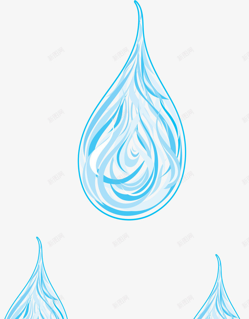 蓝色水滴漂浮png免抠素材_新图网 https://ixintu.com AI 卡通 手绘 水滴 漂浮 线条 背景 蓝色
