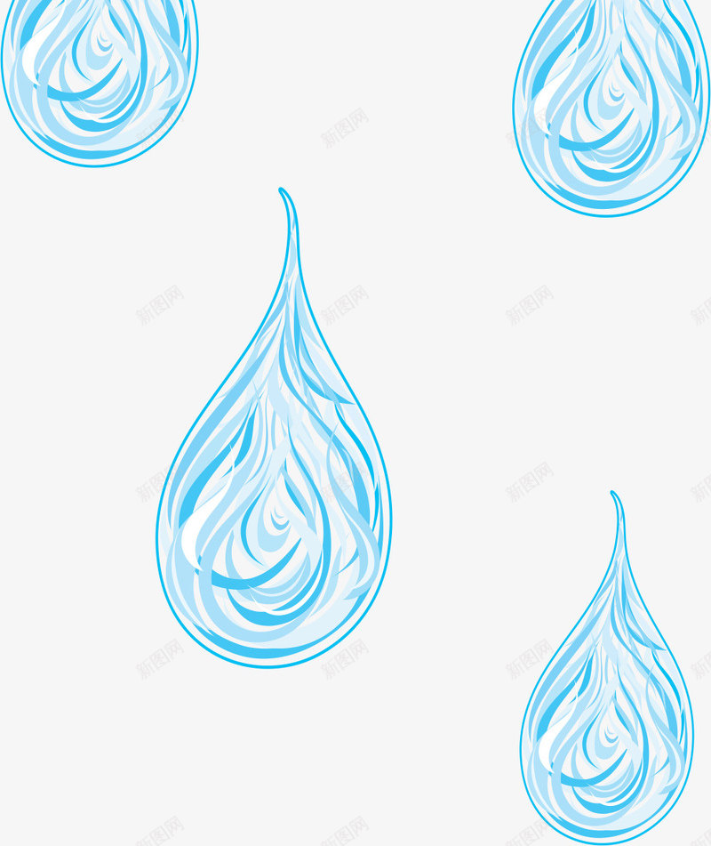 蓝色水滴漂浮png免抠素材_新图网 https://ixintu.com AI 卡通 手绘 水滴 漂浮 线条 背景 蓝色