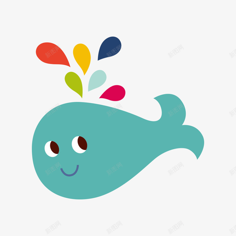 卡通绿色的小鱼png免抠素材_新图网 https://ixintu.com 卡通 小鱼 彩色 水滴