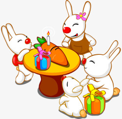 过节的兔子卡通手绘过节兔子生日聚会高清图片