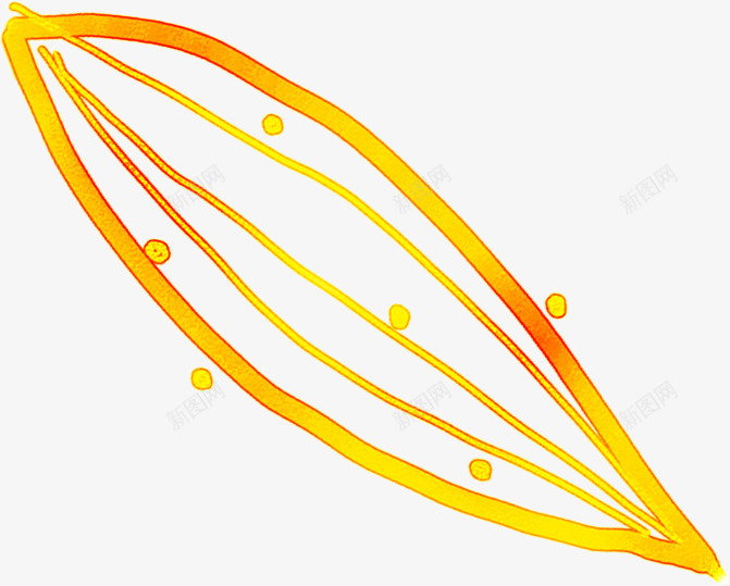 手绘黄色水彩线条树叶png免抠素材_新图网 https://ixintu.com 树叶 水彩 线条 黄色