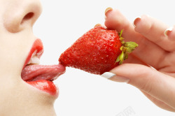 小女孩吃草莓吃草莓动作高清图片