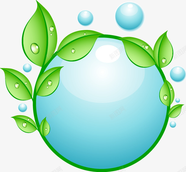 绿色环保健康元素png免抠素材_新图网 https://ixintu.com 水珠 环保 绿叶 绿色