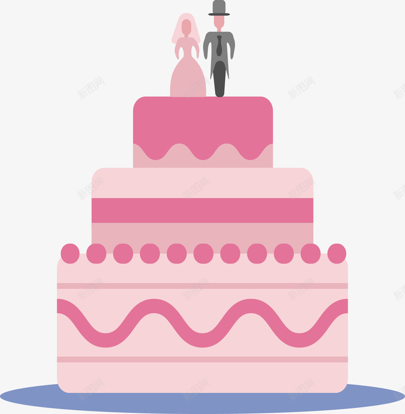 粉红色结婚蛋糕矢量图eps免抠素材_新图网 https://ixintu.com 可爱的蛋糕 奶油蛋糕 矢量素材 粉红色 结婚蛋糕 矢量图