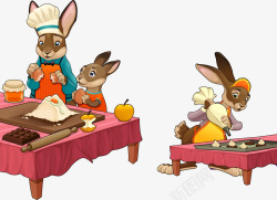 兔子蛋糕手绘做蛋糕的小动物矢量图高清图片