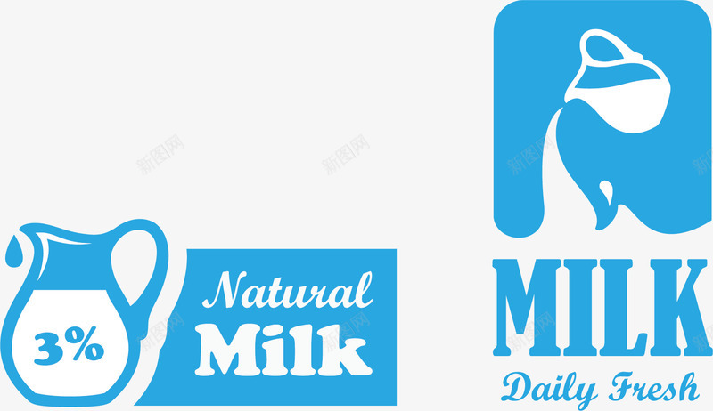 milk牛奶图标蓝色文字矢量图ai_新图网 https://ixintu.com milk 图标 文字 牛奶 蓝色 矢量图