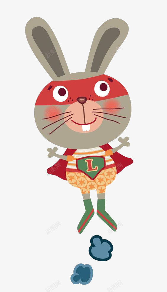 拟人兔子png免抠素材_新图网 https://ixintu.com 兔子 创意 动物 卡通 手绘 插画 超人
