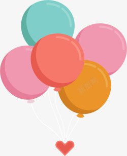 粉红可爱生日气球矢量图素材
