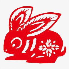 红色兔子剪纸素材