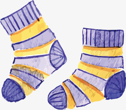 创意水彩条纹袜子装饰插画素材