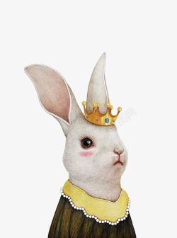 戴王冠的兔子素材