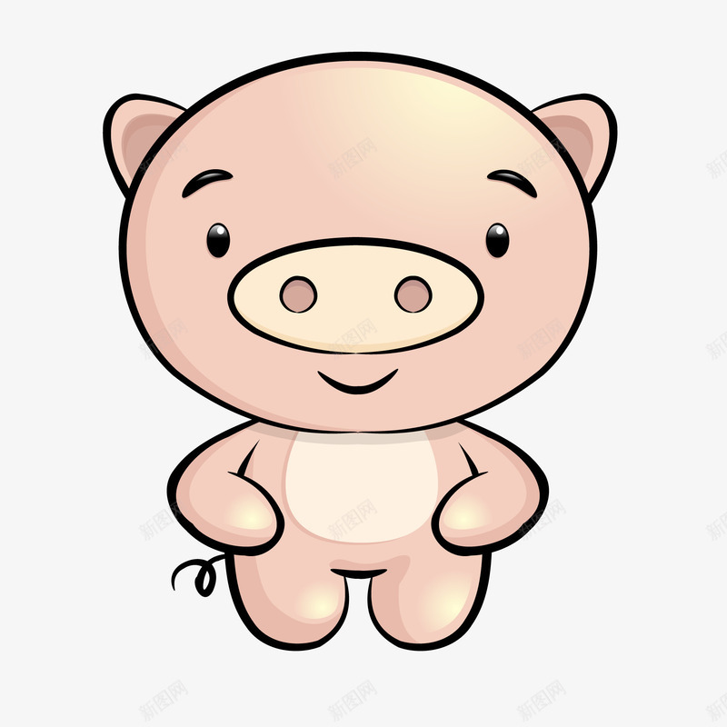 卡通可爱的粉红猪动物矢量图ai免抠素材_新图网 https://ixintu.com 动物设计 卡通 可爱 手绘 粉红猪 矢量图