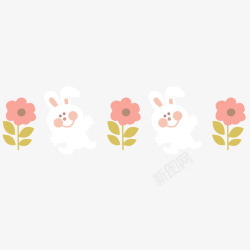 小兔子向日葵成排素材