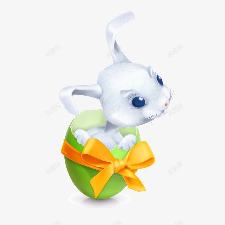 彩蛋壳里的兔子png免抠素材_新图网 https://ixintu.com 丝带 兔子 复活节 彩蛋壳里的兔子矢量下载 蝴蝶结