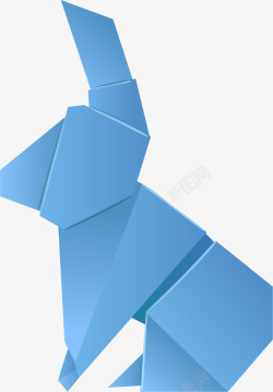 蓝色折纸兔子素材