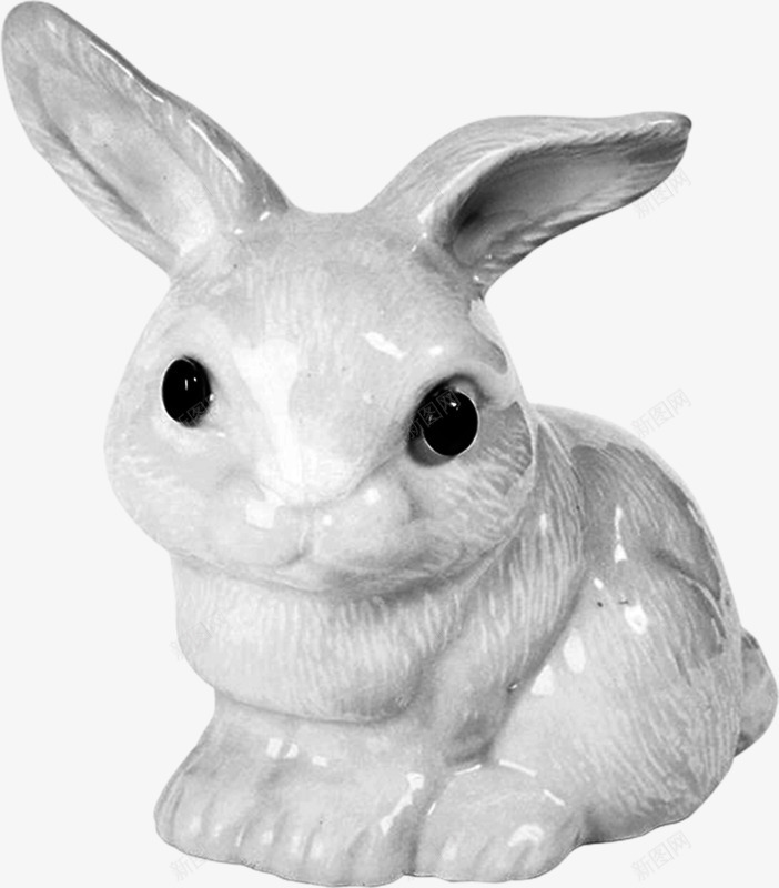 陶瓷兔子png免抠素材_新图网 https://ixintu.com 兔子 实物 白色 陶瓷 黑眼睛