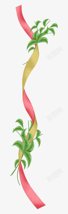 粉红丝带上的绿色植物png免抠素材_新图网 https://ixintu.com 丝带 粉红 素材 绿色植物