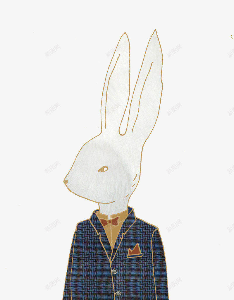 卡通插画兔子psd免抠素材_新图网 https://ixintu.com 儿童 兔子 手绘 插画