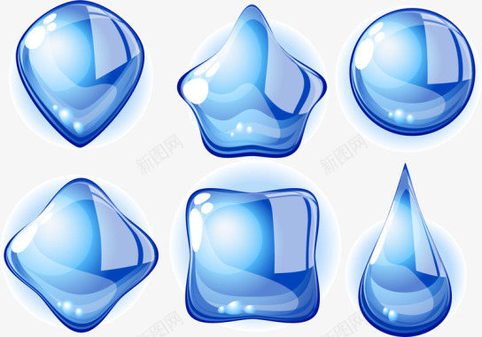 水滴立体图标蓝色图标