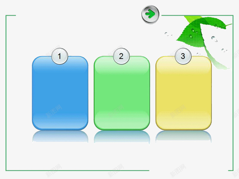 绿色PPT模板png免抠素材_新图网 https://ixintu.com PPT模板 PPT背景 文本框 绿叶水珠 绿色