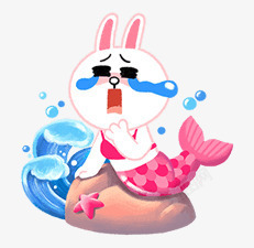 卡通哭泣的美人鱼兔子素材