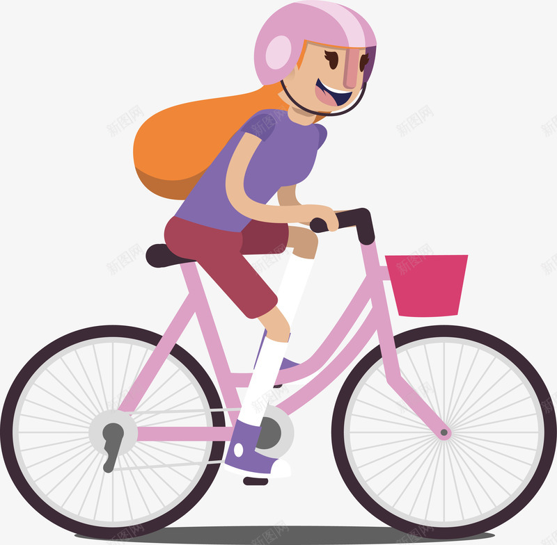 粉红色自行车png免抠素材_新图网 https://ixintu.com 女性骑手 矢量png 粉红色 粉色单车 自行车 骑行