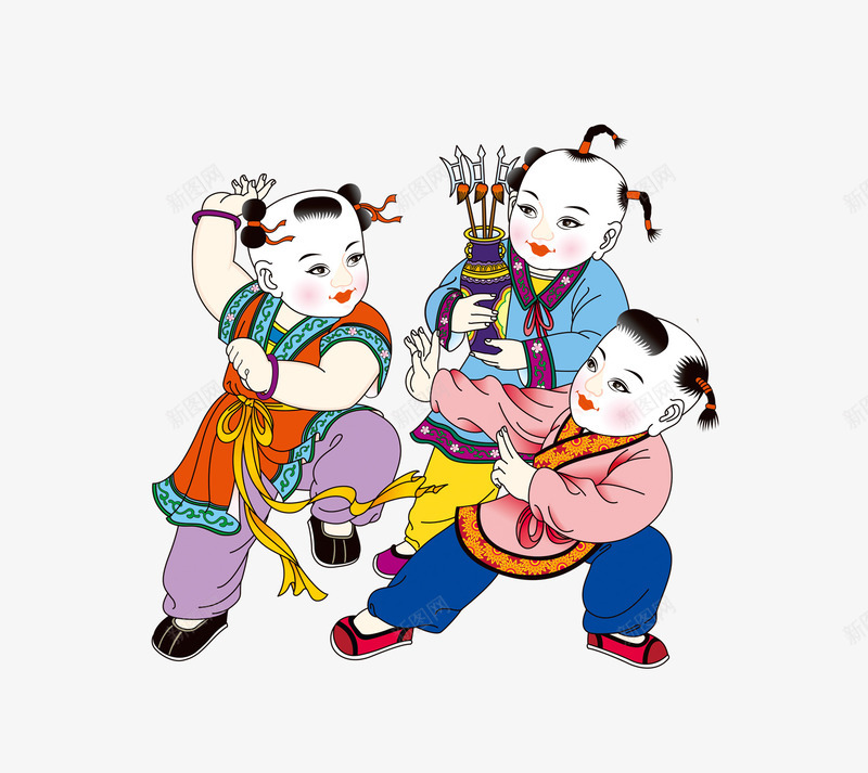 中国娃娃png免抠素材_新图网 https://ixintu.com 中国风 古代人物 小孩