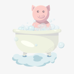 不爱洗澡的小猪小猪洗澡矢量图高清图片