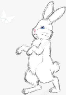 素描兔子矢量图素材