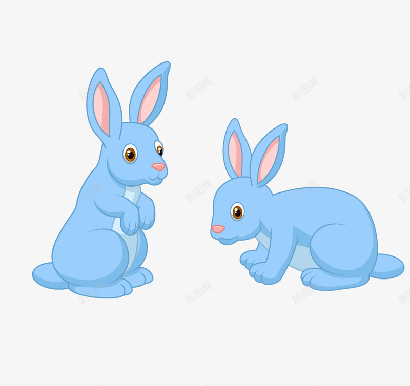 蓝色卡通可爱小兔子矢量图eps免抠素材_新图网 https://ixintu.com 卡通 可爱 小兔子 蓝色 矢量图
