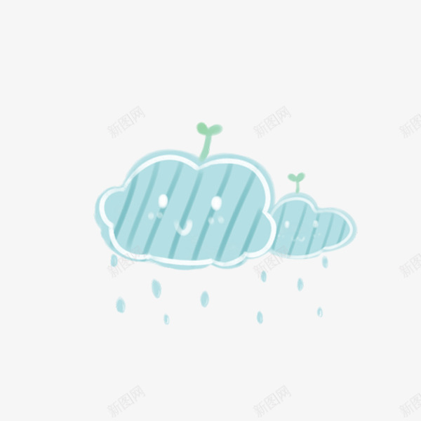 卡通云层png免抠素材_新图网 https://ixintu.com 下雨 水滴 淋雨 简约 蓝色