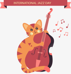 古典音乐海报拉大提琴的猫高清图片
