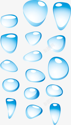 透明的蓝色水滴花纹素材