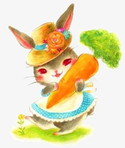 可爱卡通兔子与萝卜素材