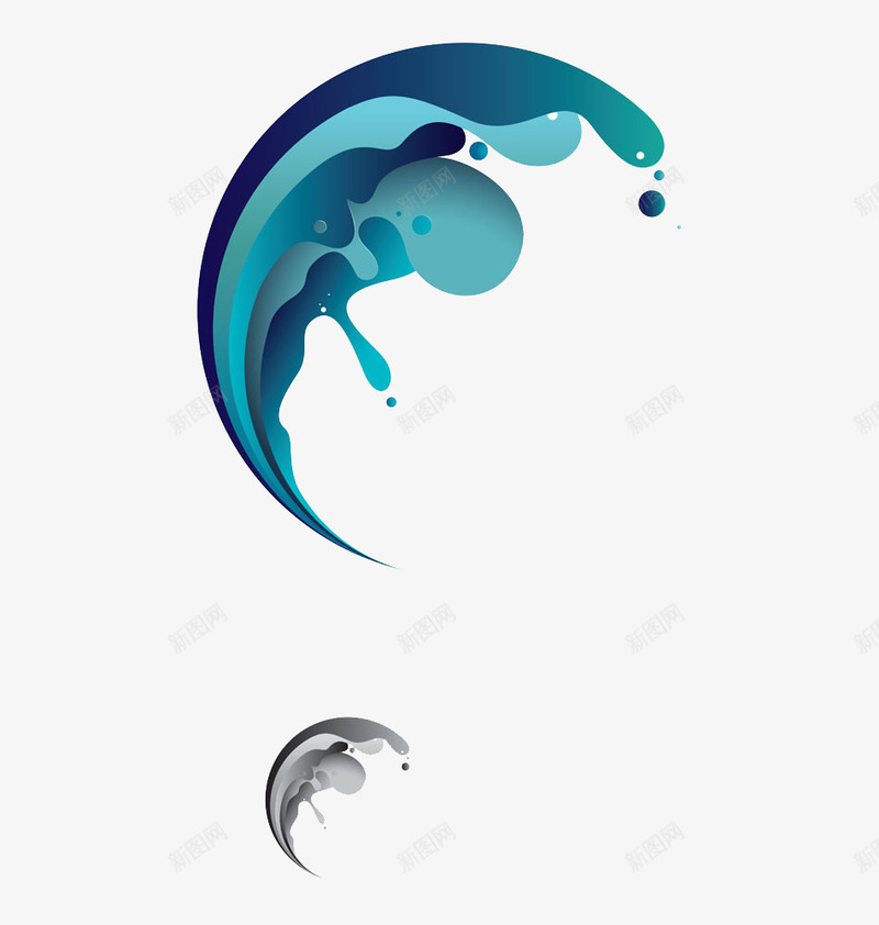 波浪水滴图图标png_新图网 https://ixintu.com 图标 多色 水滴 波浪