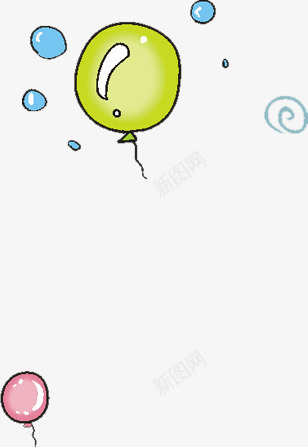 绿色卡通气球蓝色水珠png免抠素材_新图网 https://ixintu.com 卡通 气球 水珠 绿色 蓝色
