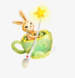 绿色兔子唯美装饰素材