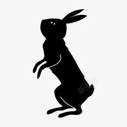 站立剪影黑色剪影兔子高清图片