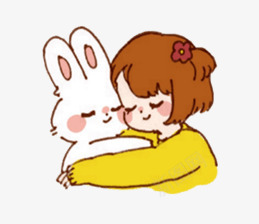 抱着兔子睡觉的女孩卡通png免抠素材_新图网 https://ixintu.com 兔子 卡通 女孩 睡觉