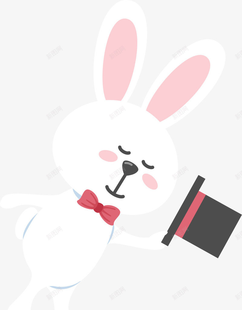 复活节害羞的兔子png免抠素材_新图网 https://ixintu.com 可爱兔子 复活节 害羞的兔子 开心 白色兔子 黑色帽子